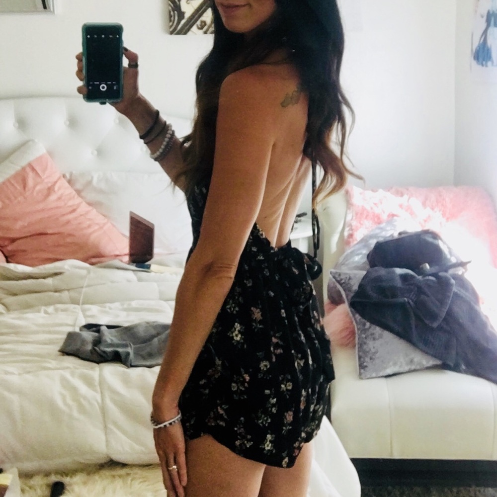 Tie neck- floral boutique romper